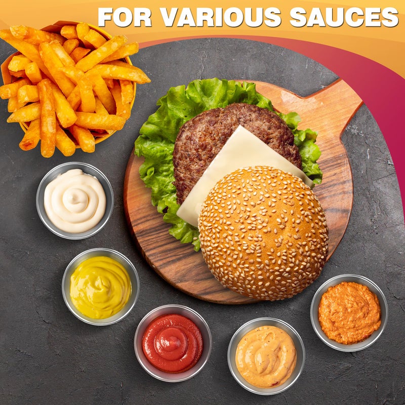 LAGARTO 12Pcs Round Stainless Steel Sauce Cup - 2.5 Oz Dipping Sauce Cups Reusable Small Sauce Bowls Mixing Cups Ramekins with Lids Sauce Containers - Condiment Cups Sauce Dipping Cups Small Bowls for Dips - Image 5